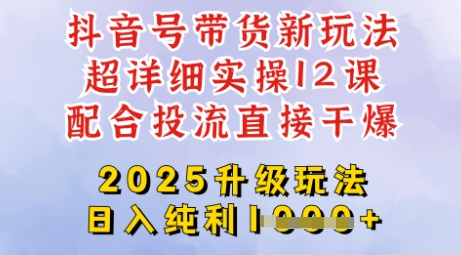 2025全新升级抖音带货玩法，一天纯利四位数，从剪辑到选品再到发布投流，超详细玩法揭秘-学习笔记资源库