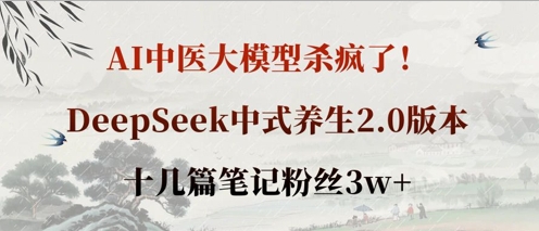 AI中医大模型杀疯了！DeepSeek中式养生2.0版本，十几篇笔记粉丝3w+-学习笔记资源库
