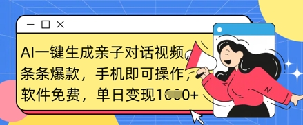 AI一键生成亲子对话视频，条条爆款，一部手机即可操作，单日变现数张-学习笔记资源库