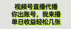 视频号直播代播,你出账号我来播,单日收益轻松几张【揭秘】-学习笔记资源库