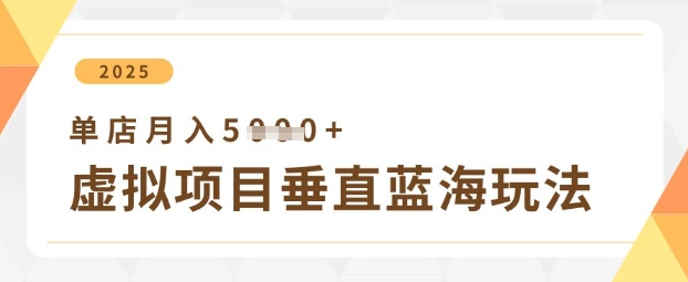 虚拟项目垂直玩法，实现单店月入5k+-学习笔记资源库