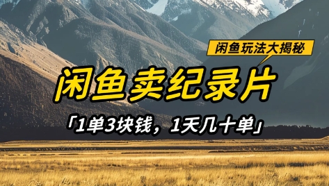 闲鱼卖纪录片1单3块钱，1天几十单，项目稳定有潜力-学习笔记资源库