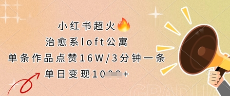 小红书超火的治愈系loft公寓，单条作品点赞16W，3分钟一条，单日变现数张-学习笔记资源库