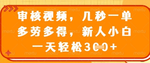 最新审核视频，几秒一单，多劳多得，新人小白一天轻松3张【揭秘】-学习笔记资源库