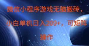 微信小程序游戏无脑搬砖,单设备日入2张+,可矩阵操作-学习笔记资源库
