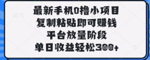 最新手机0撸小项目,复制粘贴即可挣钱,平台放量阶段,单日收益轻松3张+【揭秘】-学习笔记资源库