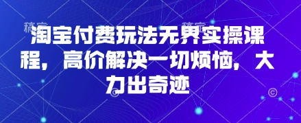 淘宝付费玩法无界实操课程，高价解决一切烦恼，大力出奇迹-学习笔记资源库