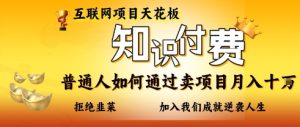互联网项目天花板,知付付费项目,普通人如何通过卖项目月入十个,拒绝韭菜【揭秘】-学习笔记资源库