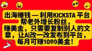 利用kicksta平台帮老外涨粉挣美金,每月收益1000美刀-学习笔记资源库