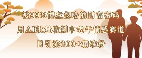 被99%博主忽略的财富密码：用AI批量收割中老年情感赛道，日引流300+精准粉-学习笔记资源库