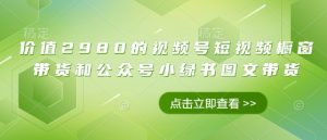 价值2980的视频号短视频橱窗带货和公众号小绿书图文带货-学习笔记资源库
