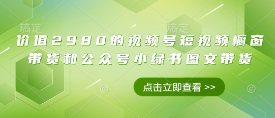 价值2980的视频号短视频橱窗带货和公众号小绿书图文带货-学习笔记资源库