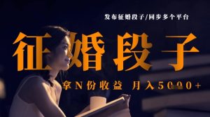 发布征婚段子,同步多个平台,拿N份收益,月入5k-学习笔记资源库