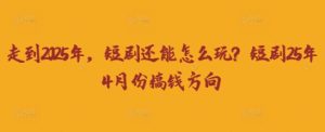 走到2025年,短剧还能怎么玩?短剧25年4月份搞钱方向-学习笔记资源库
