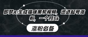 即梦AI生成猫咪黑帮视频,迅速起号涨粉,一个月5k-学习笔记资源库