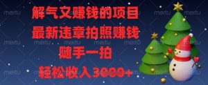 解气又挣钱的项目,最新违章拍照挣钱,随手一拍,轻松收入数张【揭秘】-学习笔记资源库