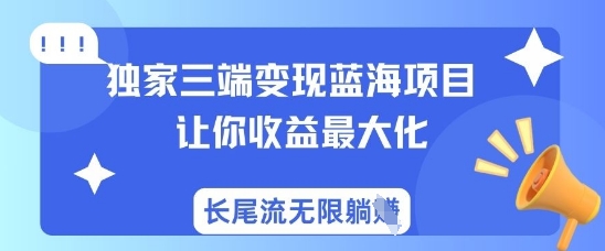 独家三端变现蓝海项目，让你收益最大化，长尾流无限躺挣-学习笔记资源库