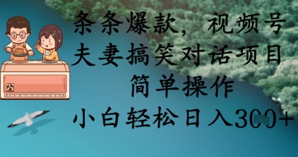 条条爆款，视频号夫妻搞笑对话项目，简单操作，小白轻松日入3张+-学习笔记资源库