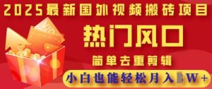 2025最新视频搬砖项目,热门风口,简单去重剪辑,小白也能轻松月入过W-学习笔记资源库