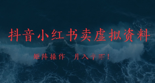 抖音小红书卖虚拟资料，市场需求一直存在，矩阵操作，月入1w+-学习笔记资源库