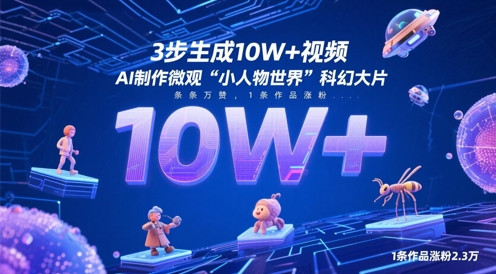 3步生成10W+视频，AI制作微观“小人物世界”科幻大片，条条万赞，1条作品涨粉2.3W-学习笔记资源库