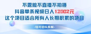不露脸不直播不拍摄抖音单条视频日入1k+这个项目适合所有人长期积累的项目-学习笔记资源库
