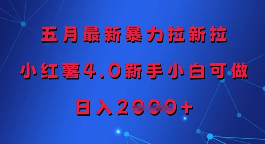 五月最新暴力拉新拉，小红薯4.0新手小白可做，日入多张-学习笔记资源库
