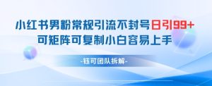 小红书男粉常规引流不封号日引99+变现简单 可矩阵可复制小白容易上手-学习笔记资源库