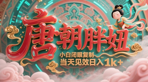 用AI克隆“唐朝胖妞”日更3条，平台疯狂推流，小白闭眼复制，当天见效，日入1k+-学习笔记资源库