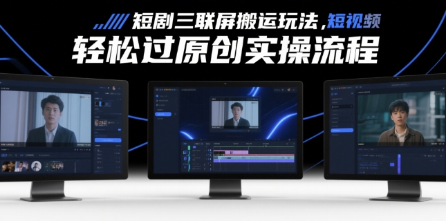 短剧三联屏搬运玩法，短剧搬运轻松过原创实操流程-学习笔记资源库