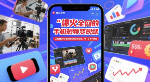 爆火全网的手机短视频变现课，0基础教你拍摄剪辑涨粉运营变现，用一部手机挣钱-学习笔记资源库