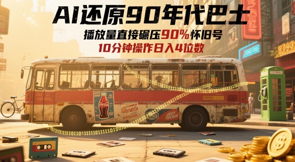 AI还原90年代巴士，一帧就让70后泪崩，播放量直接碾压90%怀旧号，每天操作十分钟，日入四位数-学习笔记资源库