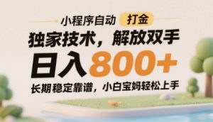 小程序自动打金独家技术,解放双手日入8张,长期稳定靠谱,小白宝妈轻松上手【揭秘】-学习笔记资源库
