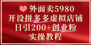 外面卖5980开设拼多多虚拟店铺:单日引流200+创业付费粉实战教程-学习笔记资源库