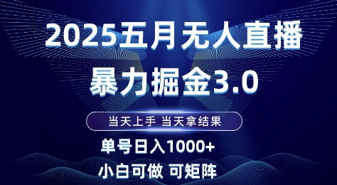 2025五月无人直播暴力掘金3.0，当天上手，当天拿结果，单号日入1k+小白可做可矩阵【揭秘】-学习笔记资源库