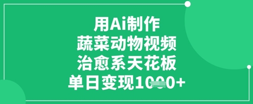 用Ai制作蔬菜动物视频，治愈系天花板，单日变现1k-学习笔记资源库