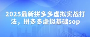 2025最新拼多多虚拟实战打法，拼多多虚拟基础sop-学习笔记资源库