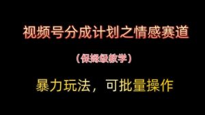 视频号分成计划之情感赛道暴力玩法,可批量操作,保姆级教学-学习笔记资源库