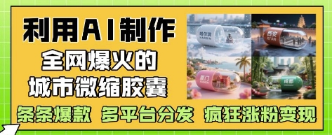 利用AI制作全网爆火的城市微缩胶囊，条条爆款， 多平台分发，疯狂涨粉变现-学习笔记资源库