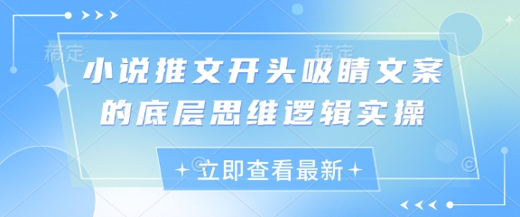 小说推文开头吸睛文案的底层思维逻辑实操-学习笔记资源库