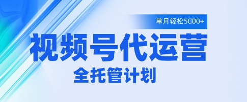 视频号代运营2.0，全程托管招募，单月轻松变现5k【揭秘】-学习笔记资源库