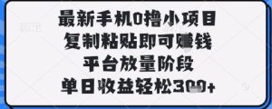 最新手机0撸小项目,复制粘贴即可挣钱,平台放量阶段,单日收益轻松3张+【揭秘】-学习笔记资源库