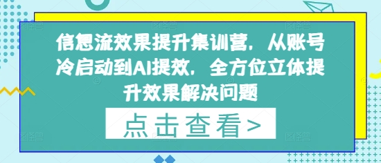 信息流效果提升集训营，从账号冷启动到AI提效，全方位立体提升效果解决问题-学习笔记资源库