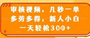 视频审核员,几秒一单,不限时间,不限地点,多做多得,新人小白一天轻松几张+【揭秘】-学习笔记资源库