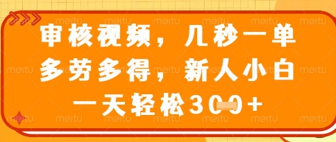 视频审核员，几秒一单，不限时间，不限地点，多做多得，新人小白一天轻松几张+【揭秘】-学习笔记资源库