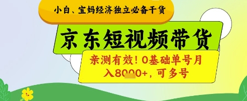 小白宝妈经济独立必备干货，京东短视频带货，亲测有效!0基础单号月入8k+，可多号【揭秘】-学习笔记资源库