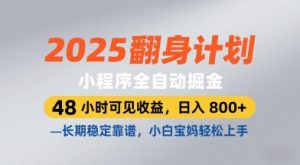 2025翻身计划,小程序全自动掘金,48小时可见收益,日入8张+,长期稳定靠谱,小白宝妈轻松上手【揭秘】-学习笔记资源库