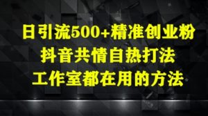 日引流500+精准创业粉,抖音共情自热打法,工作室都在用的方法-学习笔记资源库