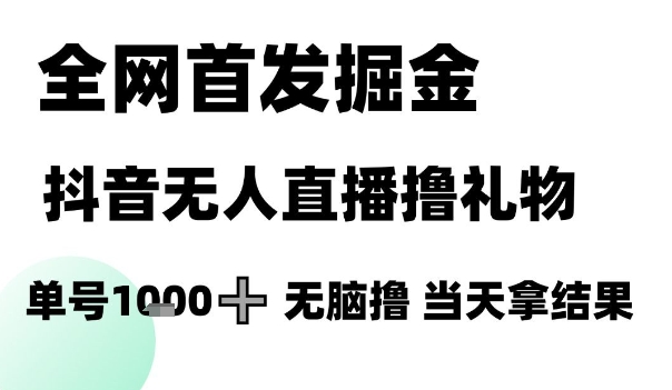 全网首发掘金抖音无人直播撸礼物，单号1k +无脑撸，当天拿结果【揭秘】-学习笔记资源库