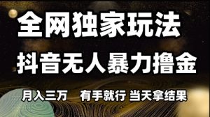 全网独家玩法抖音无人暴力撸金,月入3W,有手就行,当天拿结果【揭秘】-学习笔记资源库